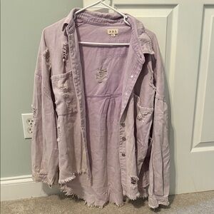 POL Lavender Distressed Shirt